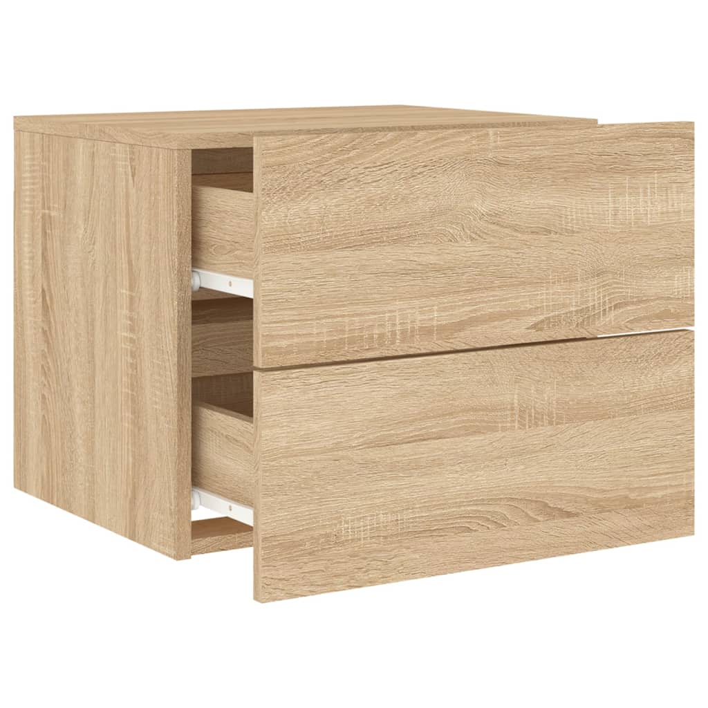 Wand-Nachttische mit LED-Leuchten 2 Stk. Sonoma-Eiche - Pazzar.ch