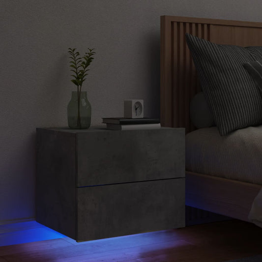 Wand-Nachttisch mit LED-Leuchten Betongrau - Pazzar.ch