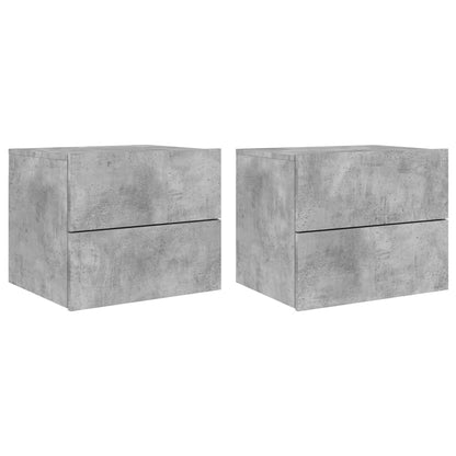 Wand-Nachttische mit LED-Leuchten 2 Stk. Betongrau - Pazzar.ch