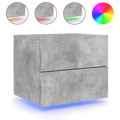 Wand-Nachttische mit LED-Leuchten 2 Stk. Betongrau - Pazzar.ch
