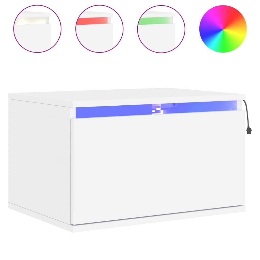 Wand-Nachttische mit LED-Leuchten 2 Stk. Weiß - Pazzar.ch