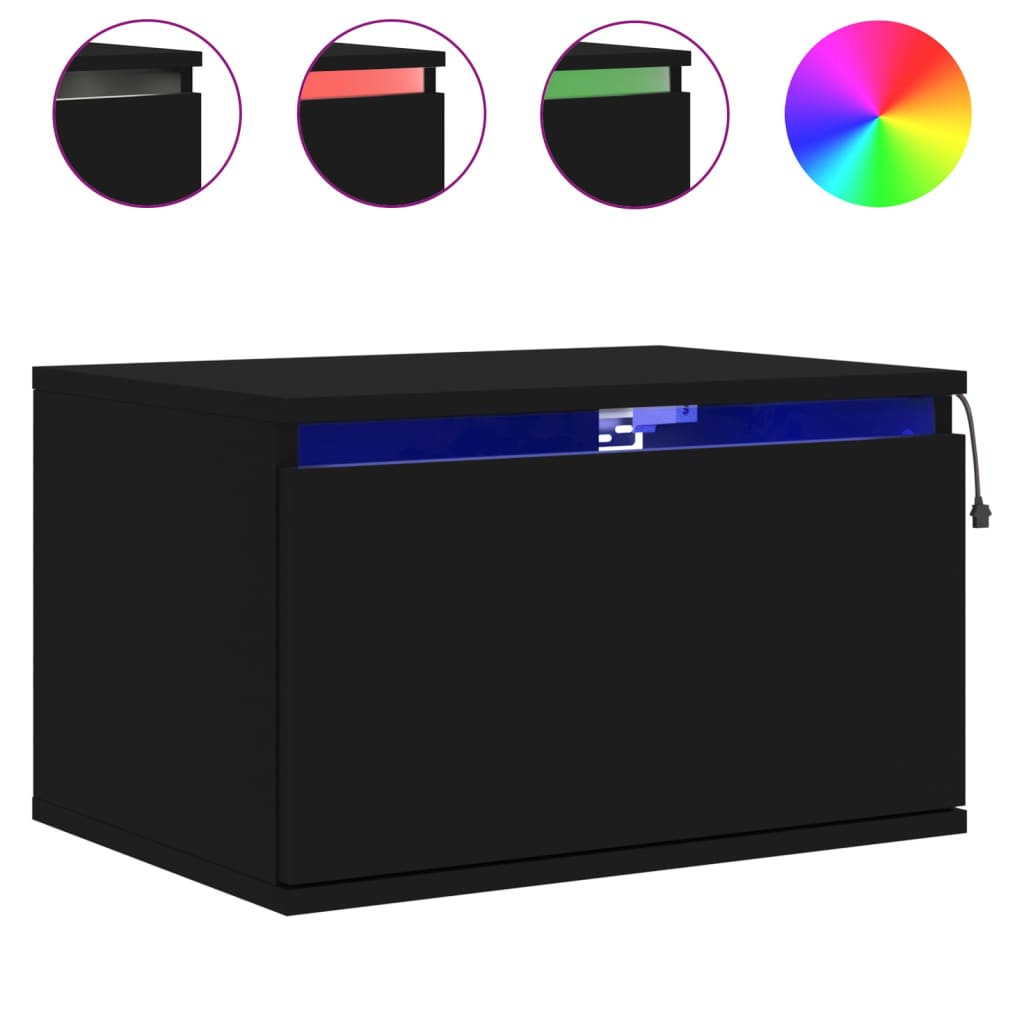 Wand-Nachttische mit LED-Leuchten 2 Stk. Schwarz - Pazzar.ch