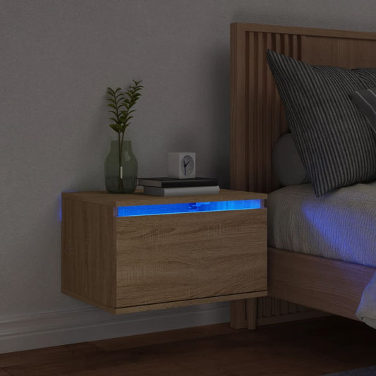 Wand-Nachttisch mit LED-Leuchten Sonoma-Eiche - Pazzar.ch