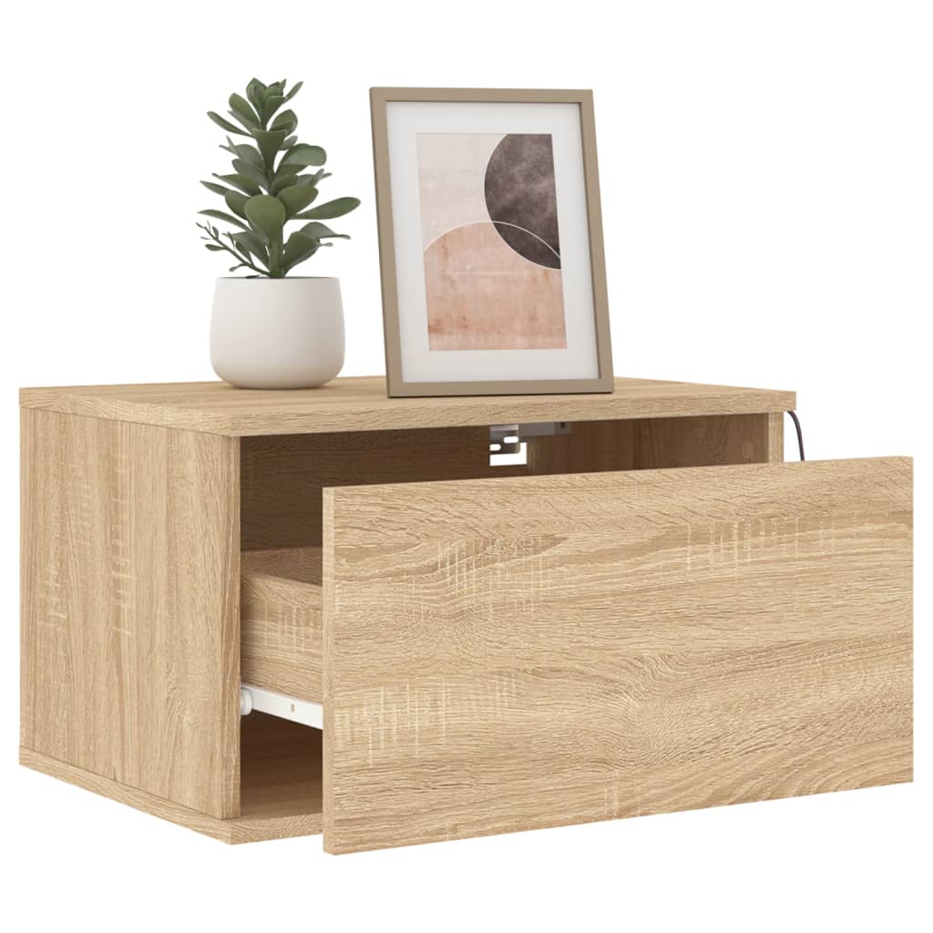 Wand-Nachttische mit LED-Leuchten 2 Stk. Sonoma-Eiche - Pazzar.ch