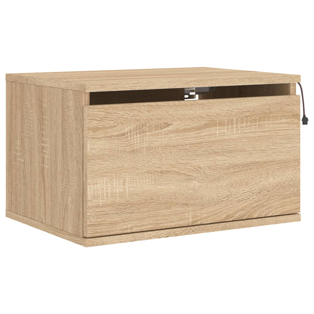 Wand-Nachttische mit LED-Leuchten 2 Stk. Sonoma-Eiche - Pazzar.ch