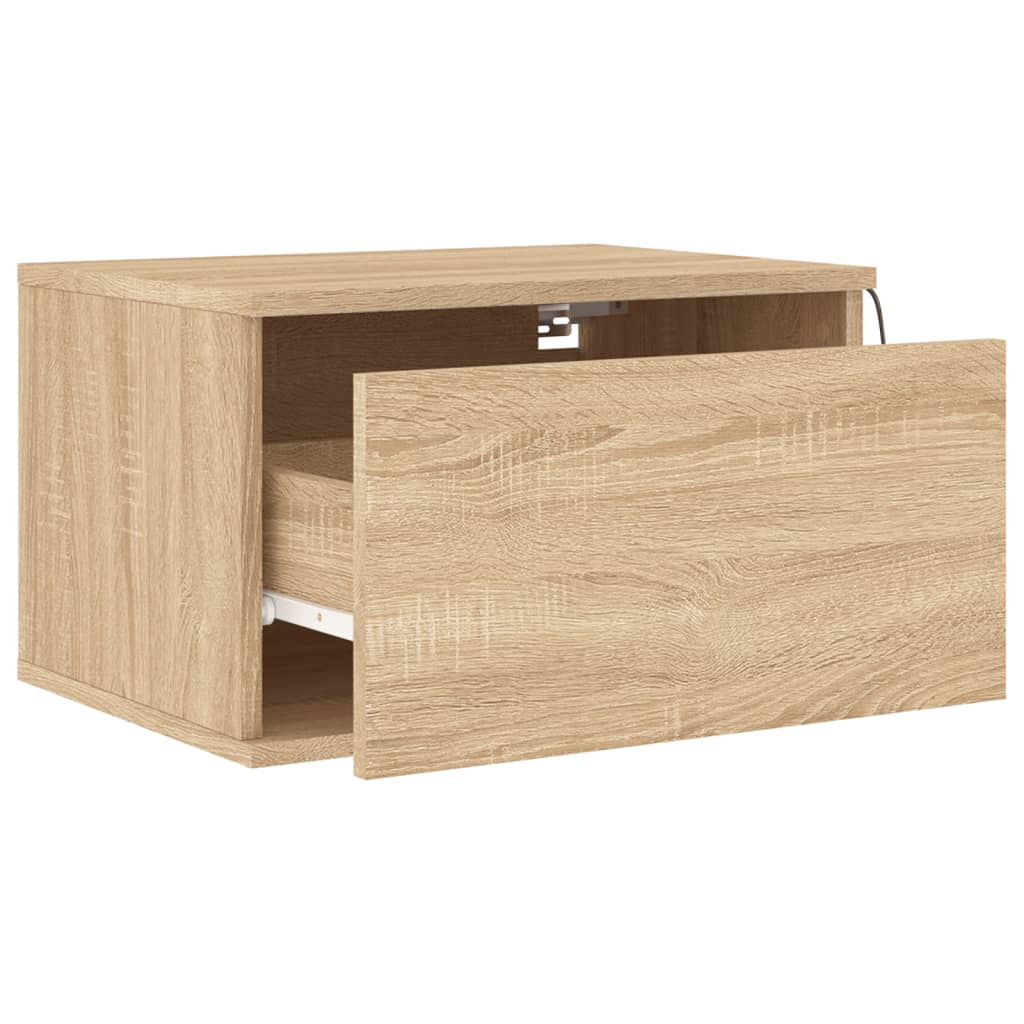 Wand-Nachttische mit LED-Leuchten 2 Stk. Sonoma-Eiche - Pazzar.ch