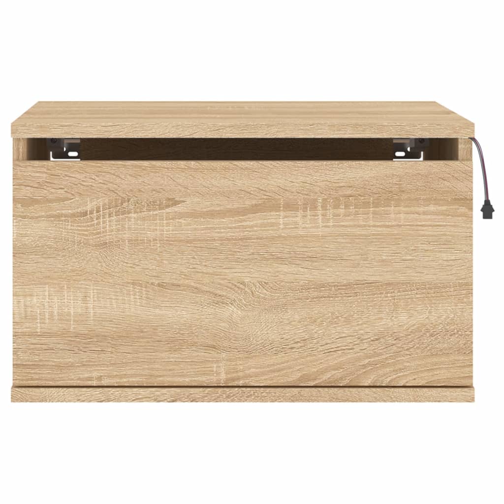 Wand-Nachttische mit LED-Leuchten 2 Stk. Sonoma-Eiche - Pazzar.ch
