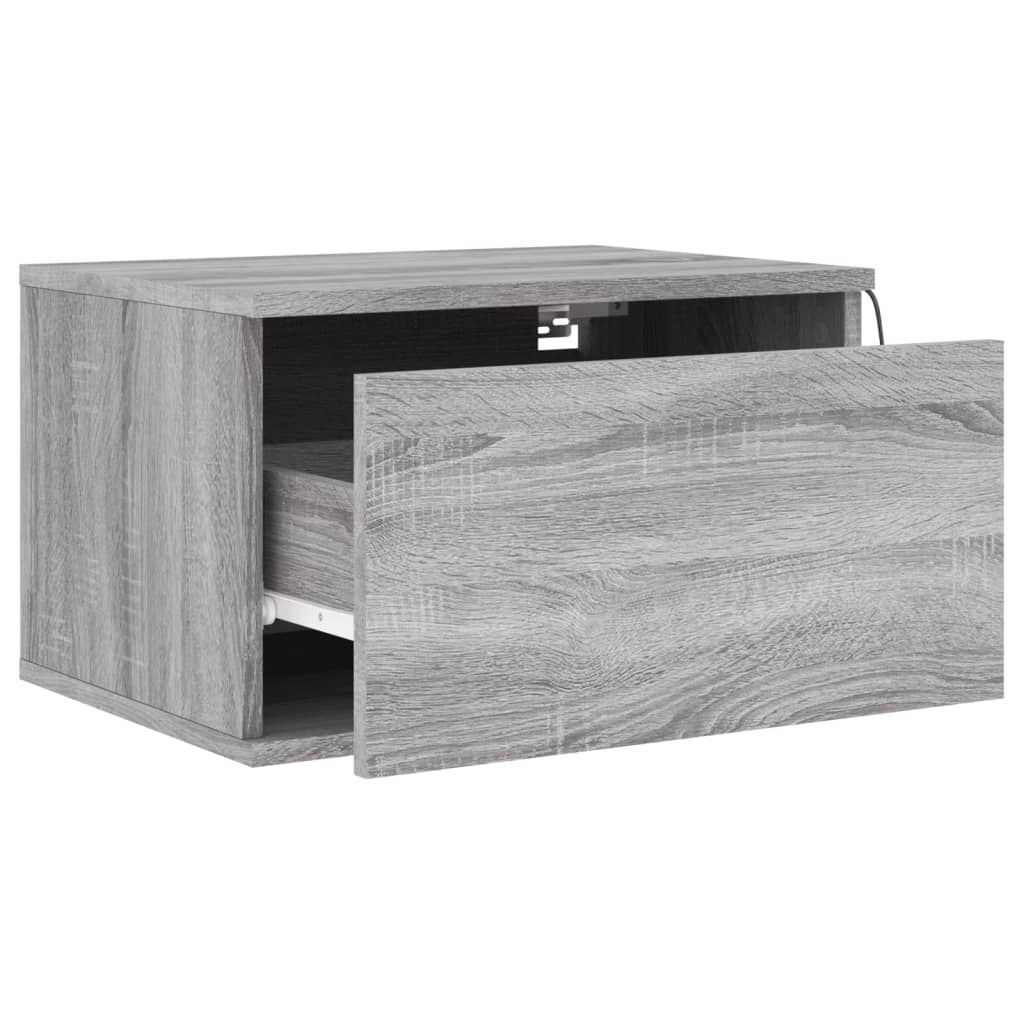 Wand-Nachttische mit LED-Leuchten 2 Stk. Grau Sonoma - Pazzar.ch