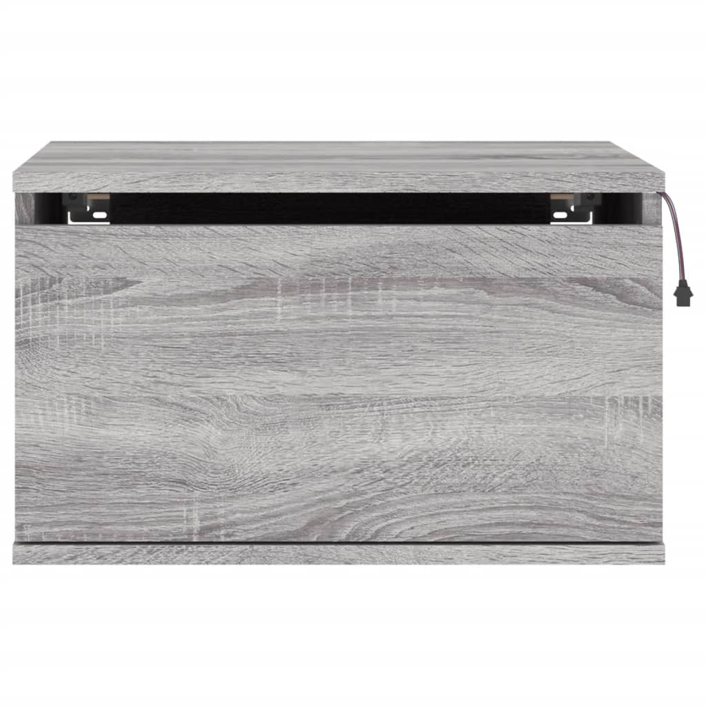 Wand-Nachttische mit LED-Leuchten 2 Stk. Grau Sonoma - Pazzar.ch