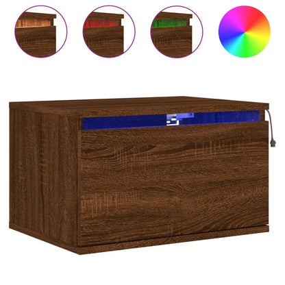 Wand-Nachttisch mit LED-Leuchten Braun Eichen-Optik - Pazzar.ch