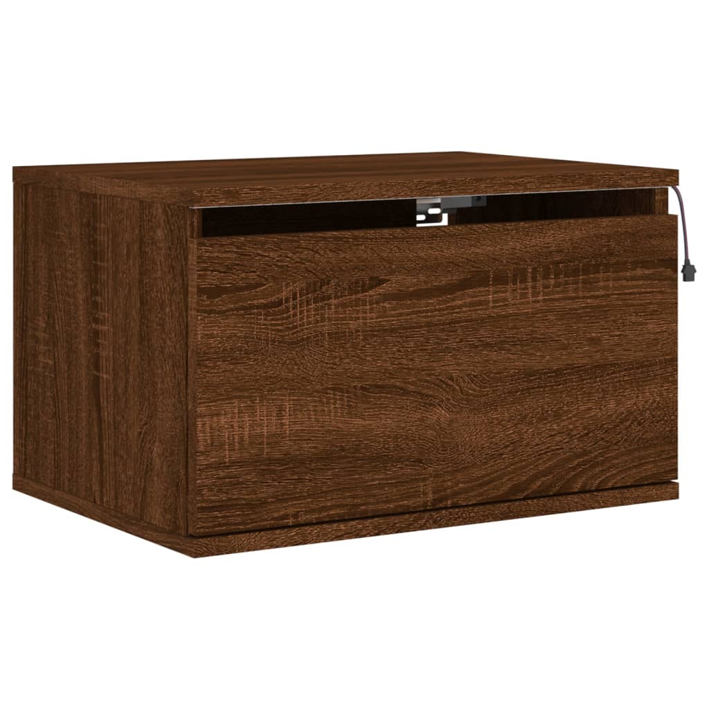 Wand-Nachttisch mit LED-Leuchten Braun Eichen-Optik - Pazzar.ch