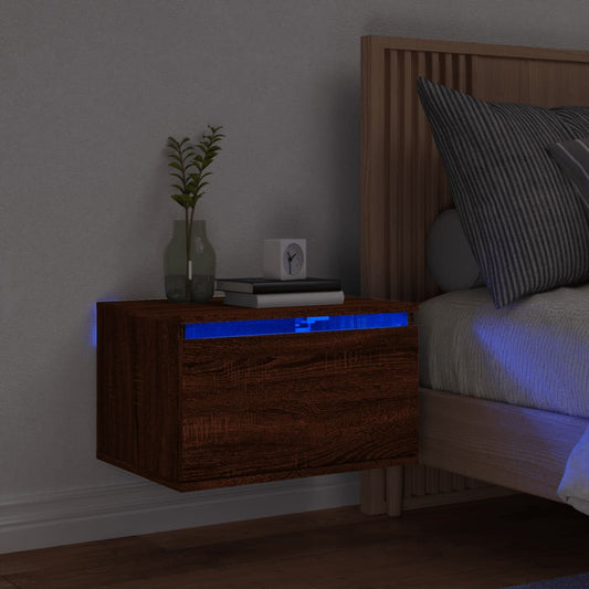 Wand-Nachttisch mit LED-Leuchten Braun Eichen-Optik - Pazzar.ch