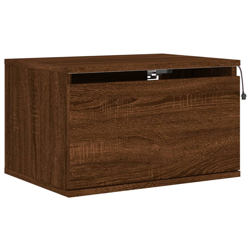 Wand-Nachttische mit LED-Leuchten 2 Stk. Braun Eichen-Optik - Pazzar.ch