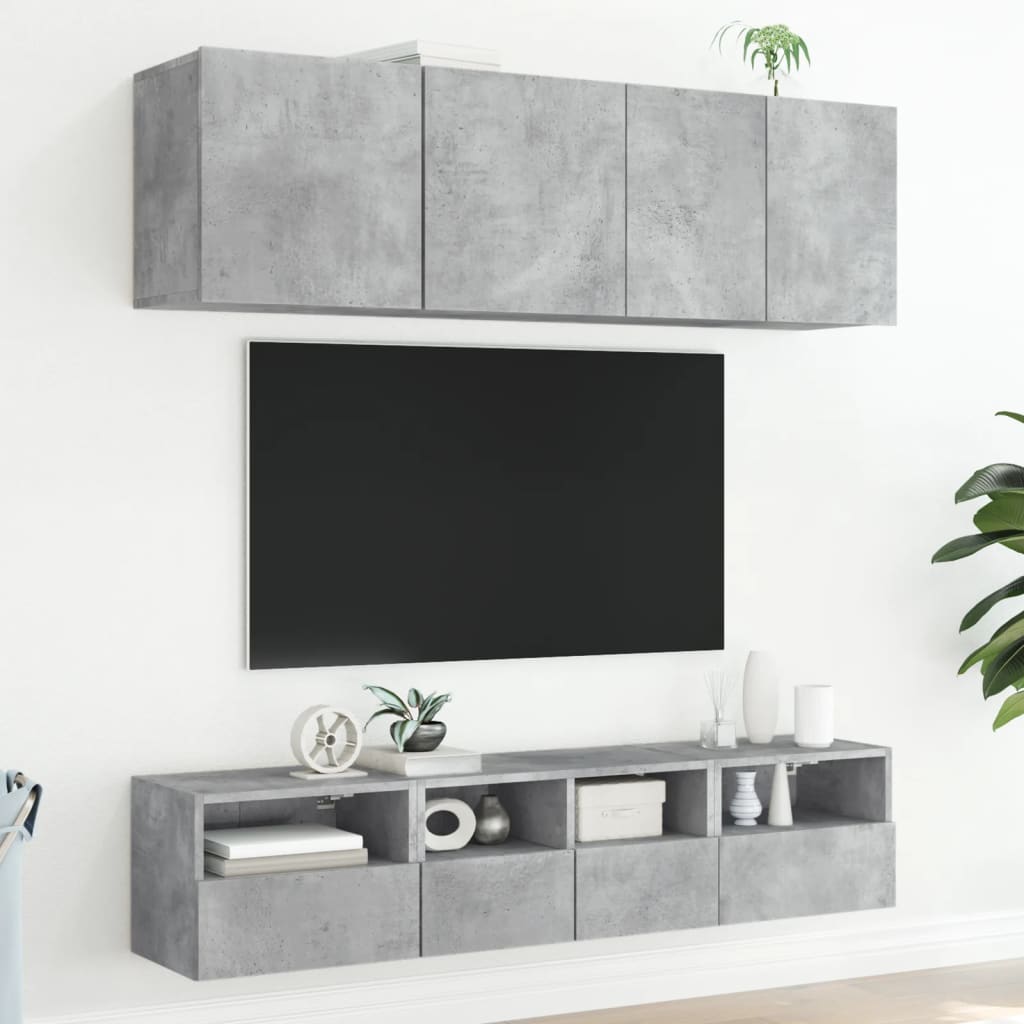 TV-Wandschränke 2 Stk. Betongrau 40x30x30 cm Holzwerkstoff - Pazzar.ch