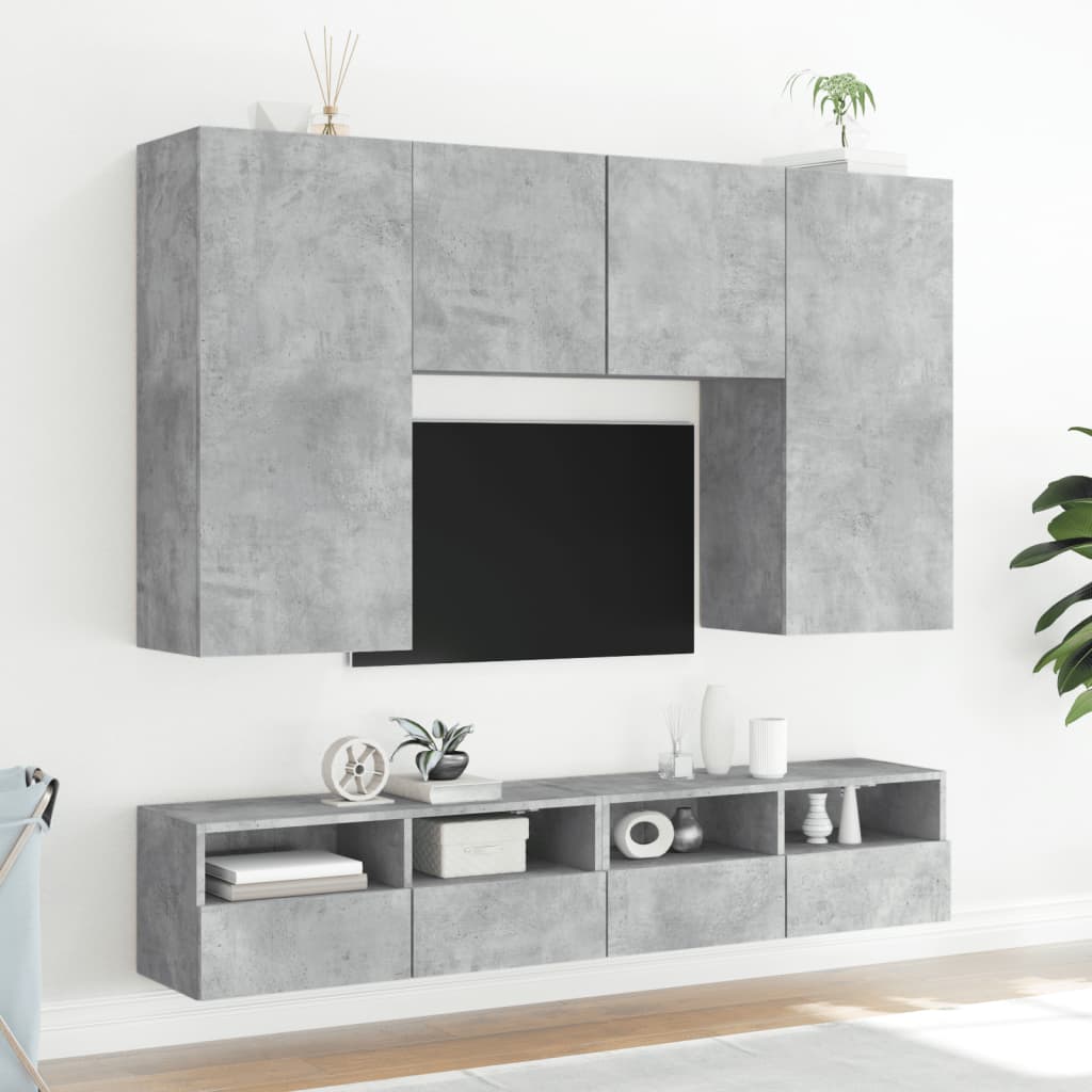 TV-Wandschränke 2 Stk. Betongrau 80x30x30 cm Holzwerkstoff - Pazzar.ch