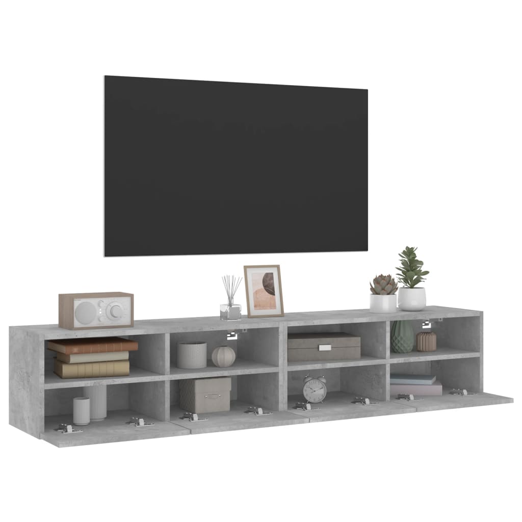 TV-Wandschränke 2 Stk. Betongrau 80x30x30 cm Holzwerkstoff - Pazzar.ch
