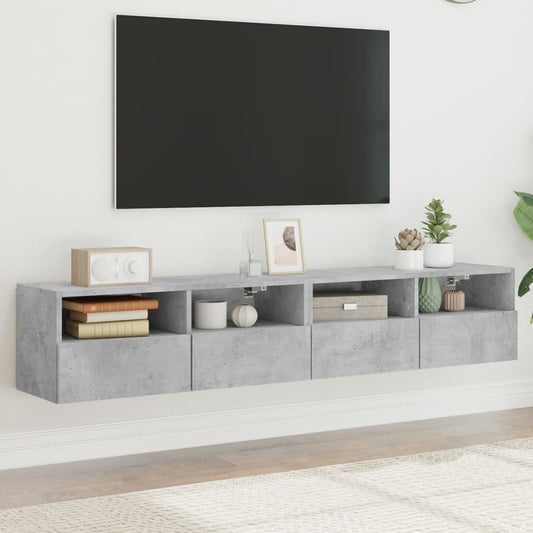 TV-Wandschränke 2 Stk. Betongrau 80x30x30 cm Holzwerkstoff - Pazzar.ch