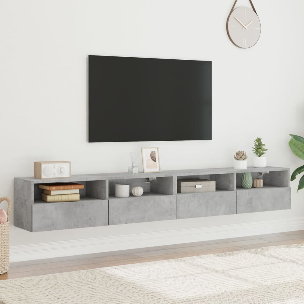 TV-Wandschränke 2 Stk. Betongrau 100x30x30 cm Holzwerkstoff - Pazzar.ch