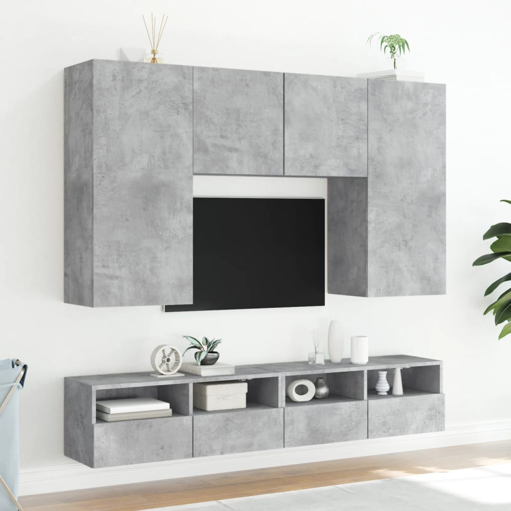 TV-Wandschränke 2 Stk. Betongrau 100x30x30 cm Holzwerkstoff - Pazzar.ch