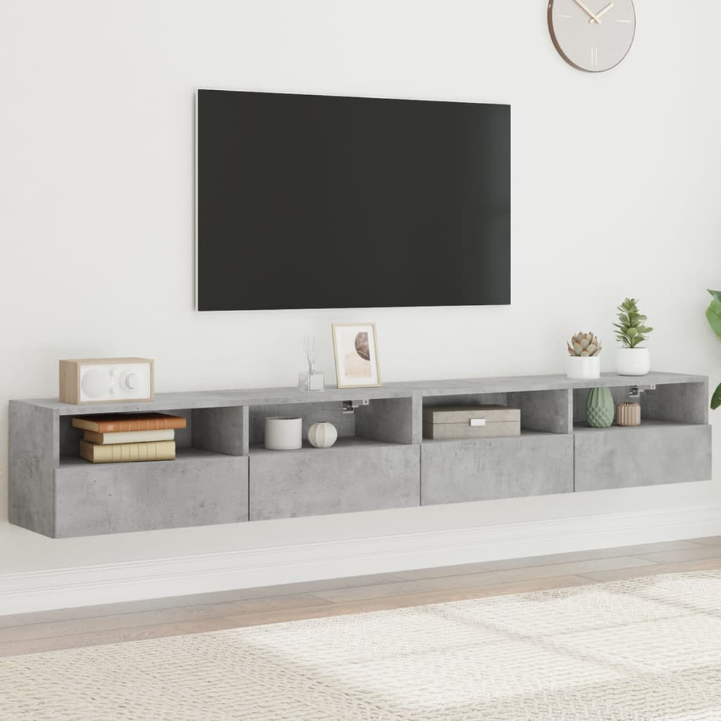 TV-Wandschränke 2 Stk. Betongrau 100x30x30 cm Holzwerkstoff - Pazzar.ch