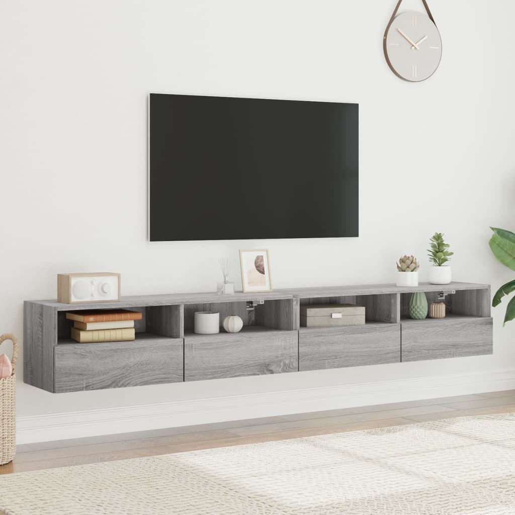 TV-Wandschränke 2 Stk. Grau Sonoma 100x30x30 cm Holzwerkstoff - Pazzar.ch