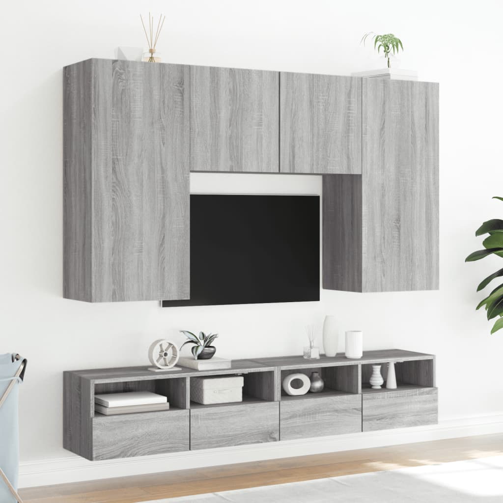 TV-Wandschränke 2 Stk. Grau Sonoma 100x30x30 cm Holzwerkstoff - Pazzar.ch