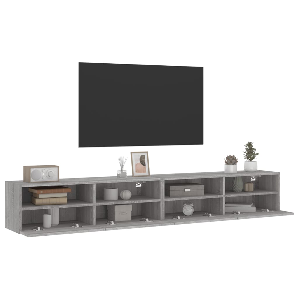 TV-Wandschränke 2 Stk. Grau Sonoma 100x30x30 cm Holzwerkstoff - Pazzar.ch