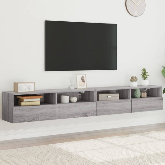TV-Wandschränke 2 Stk. Grau Sonoma 100x30x30 cm Holzwerkstoff - Pazzar.ch