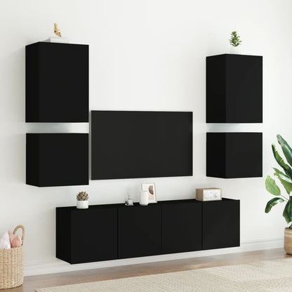 TV-Wandschränke 2 Stk. Schwarz 40,5x30x40 cm Holzwerkstoff - Pazzar.ch