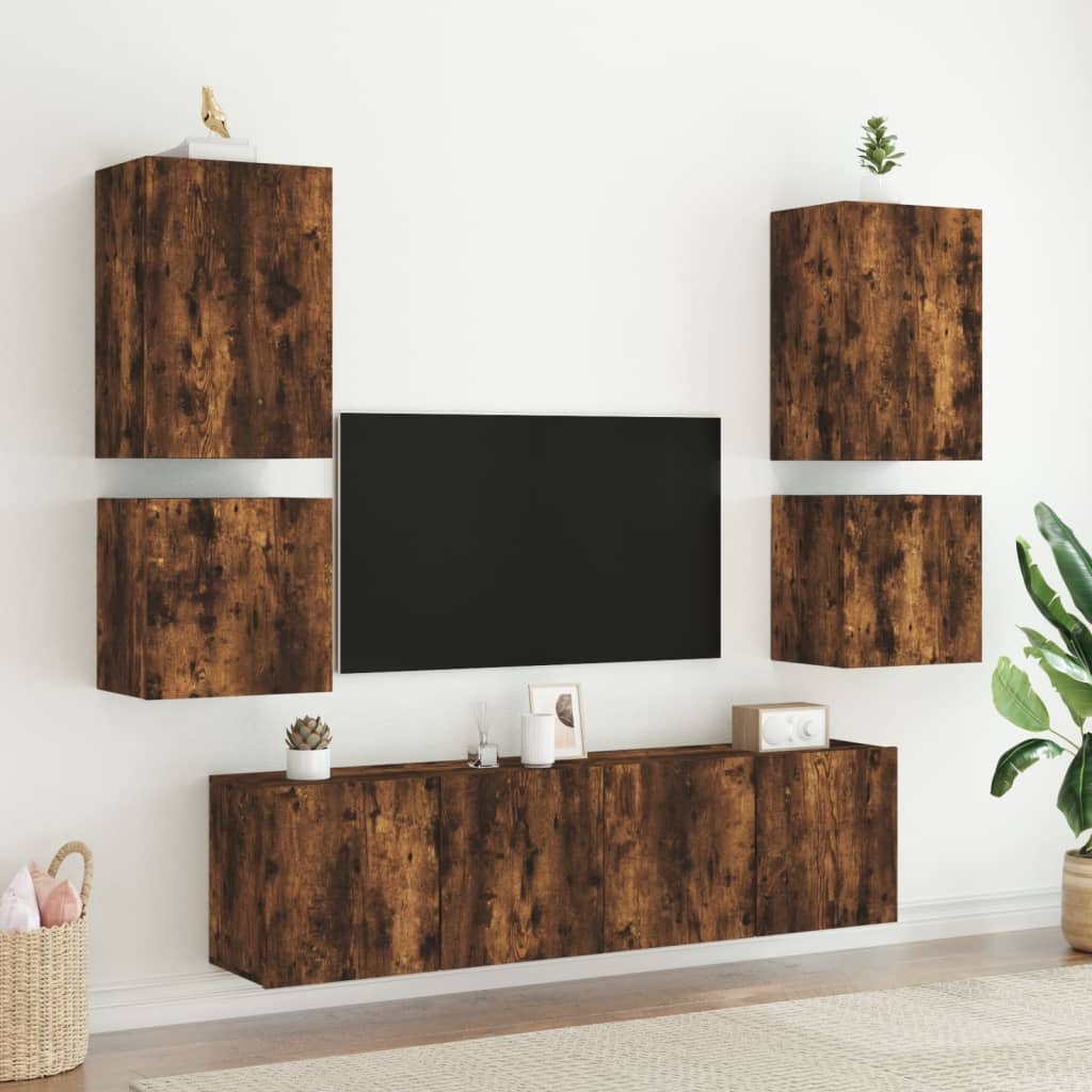 TV-Wandschränke 2 Stk. Räuchereiche 40,5x30x40 cm Holzwerkstoff - Pazzar.ch