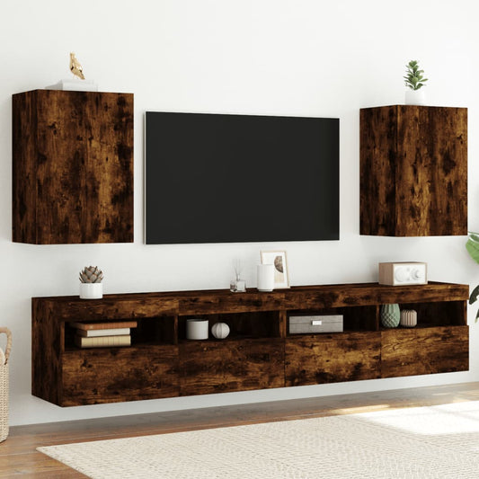 TV-Wandschränke 2 Stk. Räuchereiche 40,5x30x60 cm Holzwerkstoff - Pazzar.ch