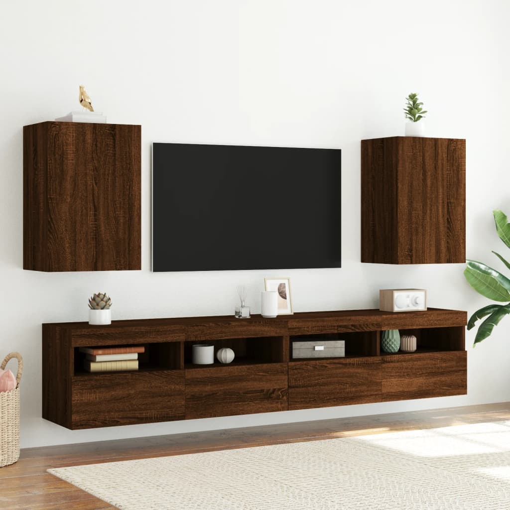 TV-Wandschränke 2 Stk. Braun Eiche-Optik 40,5x30x60 cm - Pazzar.ch