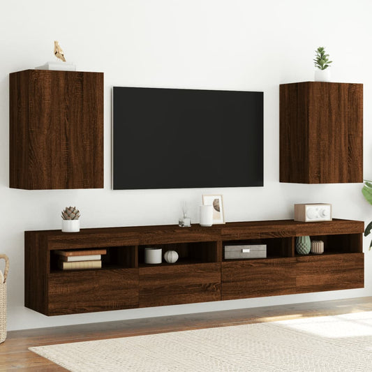 TV-Wandschränke 2 Stk. Braun Eiche-Optik 40,5x30x60 cm - Pazzar.ch