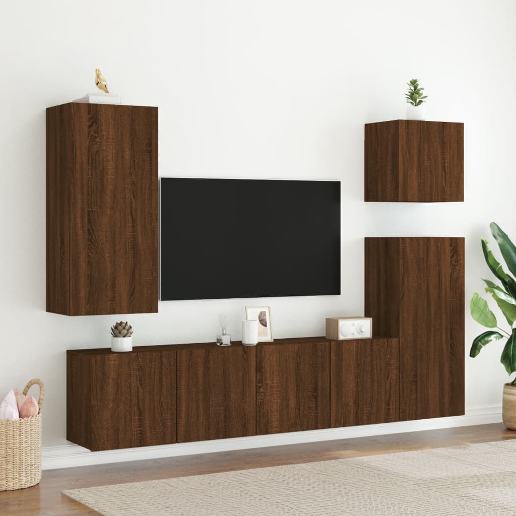TV-Wandschrank Braun Eiche-Optik 40,5x30x90 cm Holzwerkstoff - Pazzar.ch