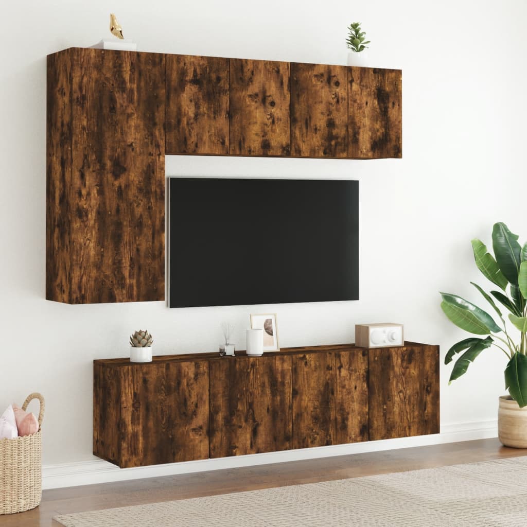 TV-Wandschränke 2 Stk. Räuchereiche 60x30x41 cm - Pazzar.ch