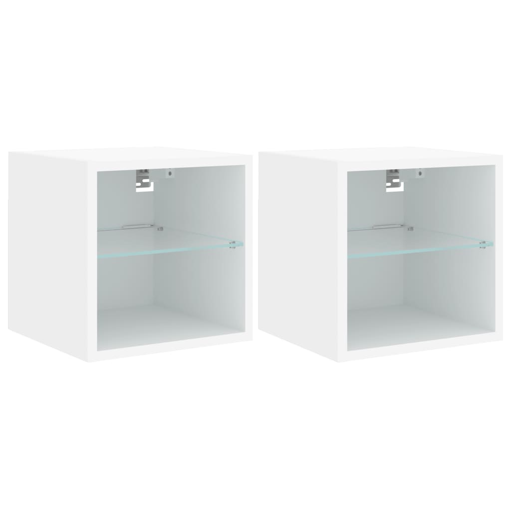 TV-Wandschränke mit LED-Leuchten 2 Stk. Weiß 30x28,5x30 cm - Pazzar.ch