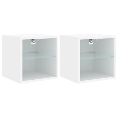 TV-Wandschränke mit LED-Leuchten 2 Stk. Weiß 30x28,5x30 cm - Pazzar.ch