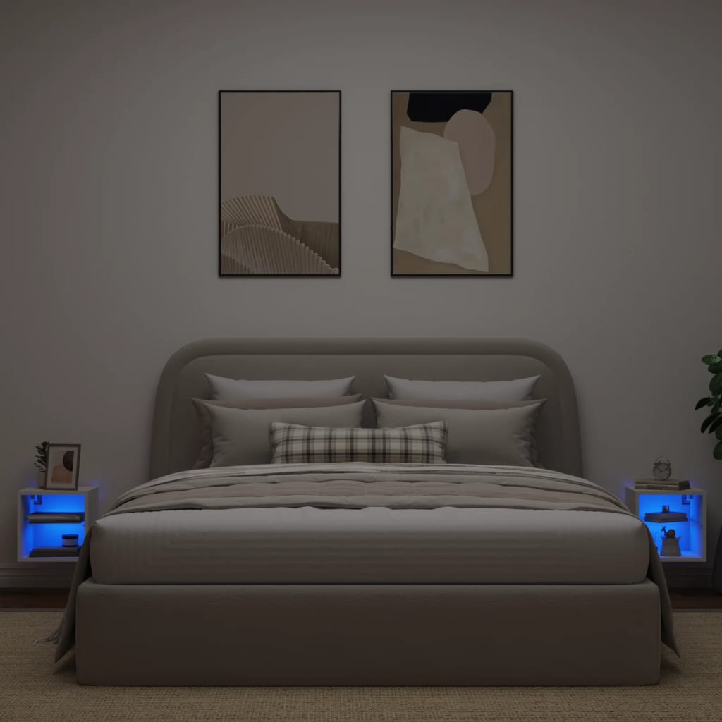 TV-Wandschränke mit LED-Leuchten 2 Stk. Weiß 30x28,5x30 cm - Pazzar.ch