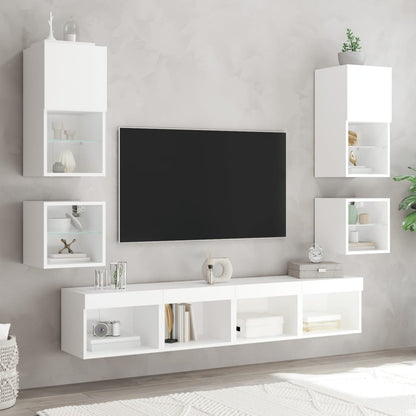 TV-Wandschränke mit LED-Leuchten 2 Stk. Weiß 30x28,5x30 cm - Pazzar.ch