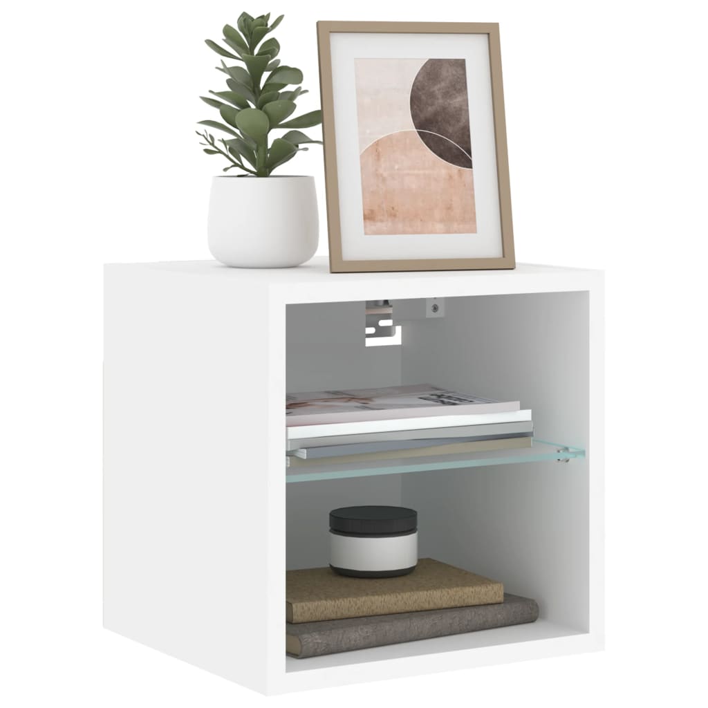 TV-Wandschränke mit LED-Leuchten 2 Stk. Weiß 30x28,5x30 cm - Pazzar.ch