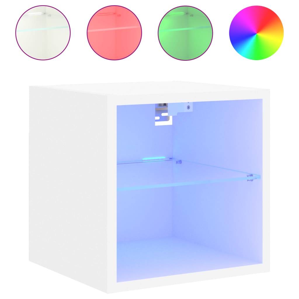 TV-Wandschränke mit LED-Leuchten 2 Stk. Weiß 30x28,5x30 cm - Pazzar.ch