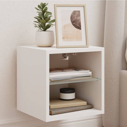TV-Wandschränke mit LED-Leuchten 2 Stk. Weiß 30x28,5x30 cm - Pazzar.ch