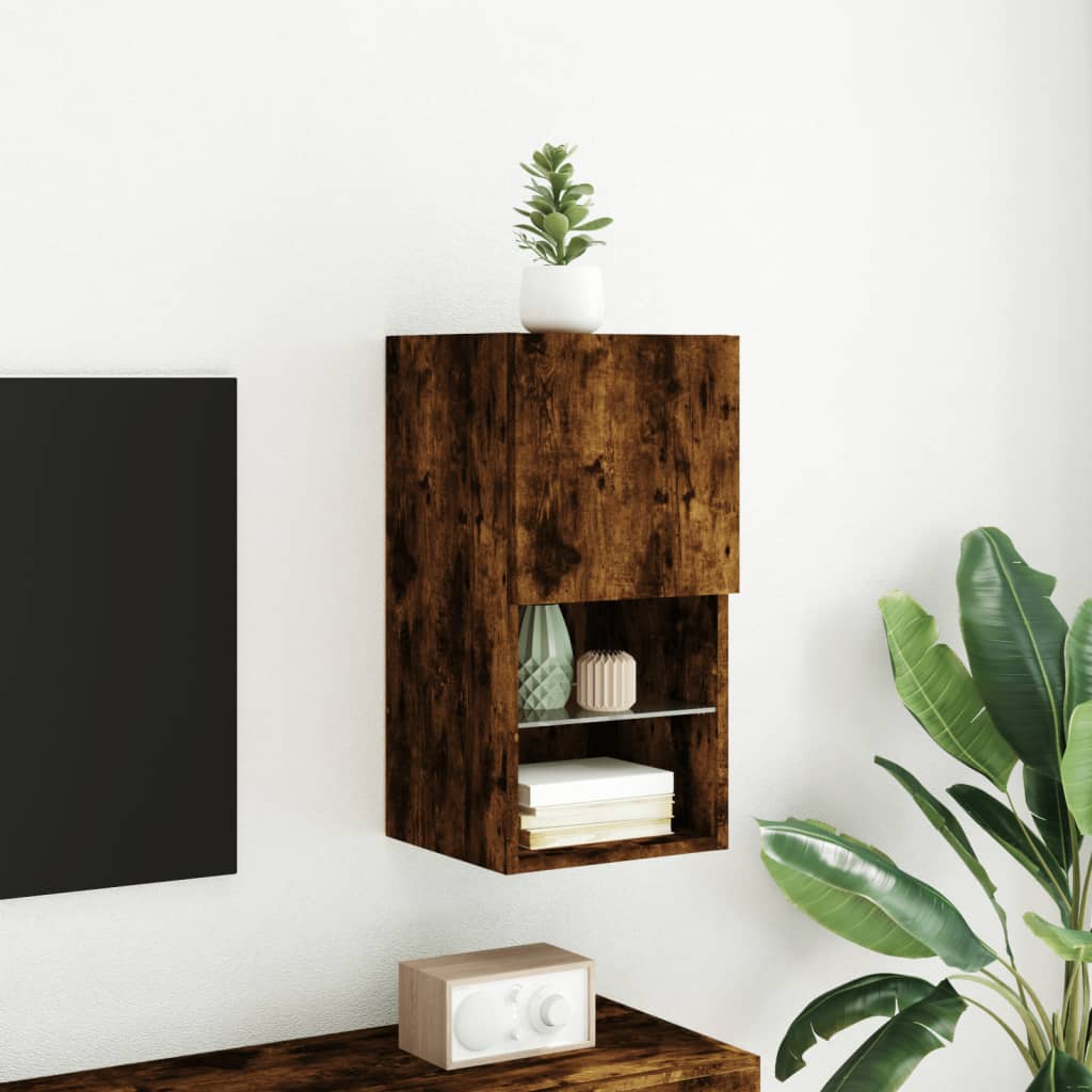 TV-Schrank mit LED-Leuchten Räuchereiche 30,5x30x60 cm - Pazzar.ch