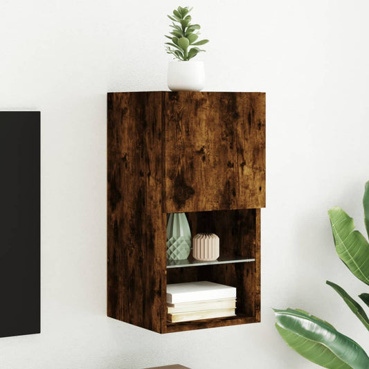 TV-Schrank mit LED-Leuchten Räuchereiche 30,5x30x60 cm - Pazzar.ch
