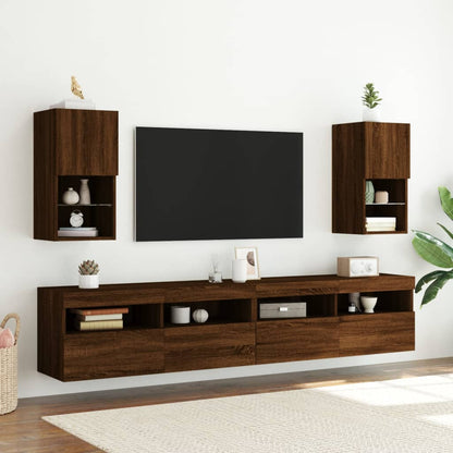 TV-Schrank mit LED-Leuchten Braun Eichen-Optik 30,5x30x60 cm - Pazzar.ch