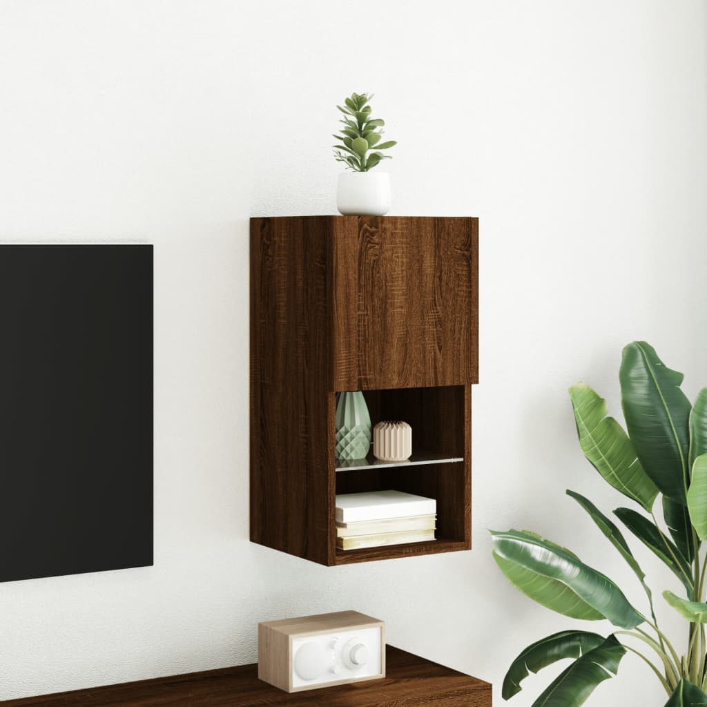 TV-Schrank mit LED-Leuchten Braun Eichen-Optik 30,5x30x60 cm - Pazzar.ch