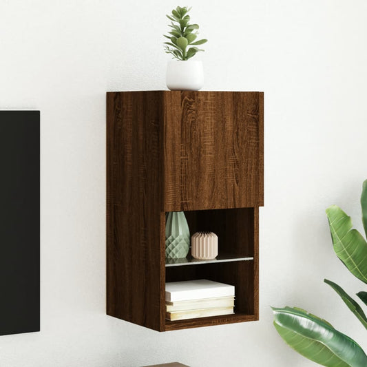 TV-Schrank mit LED-Leuchten Braun Eichen-Optik 30,5x30x60 cm - Pazzar.ch