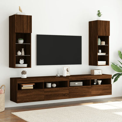 TV-Schrank mit LED-Leuchten Braun Eichen-Optik 30,5x30x90 cm - Pazzar.ch
