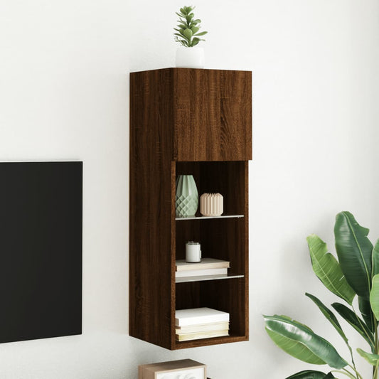 TV-Schrank mit LED-Leuchten Braun Eichen-Optik 30,5x30x90 cm - Pazzar.ch