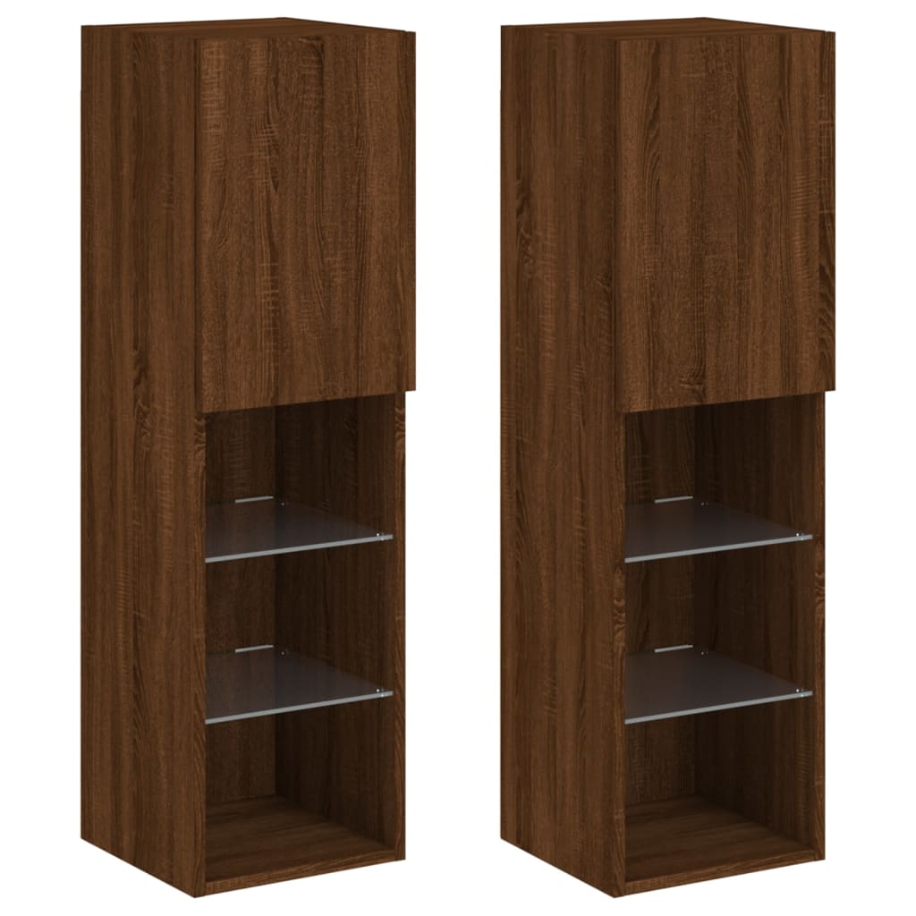 TV-Schränke mit LED-Leuchten 2 Stk. Braun Eichen-Optik - Pazzar.ch